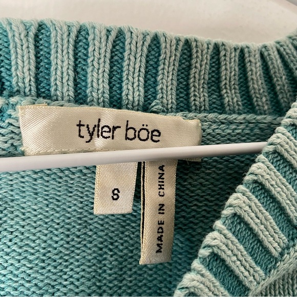 Tyler Boe Green Cotton Knit Back Button Sweater - Picture 11 of 12